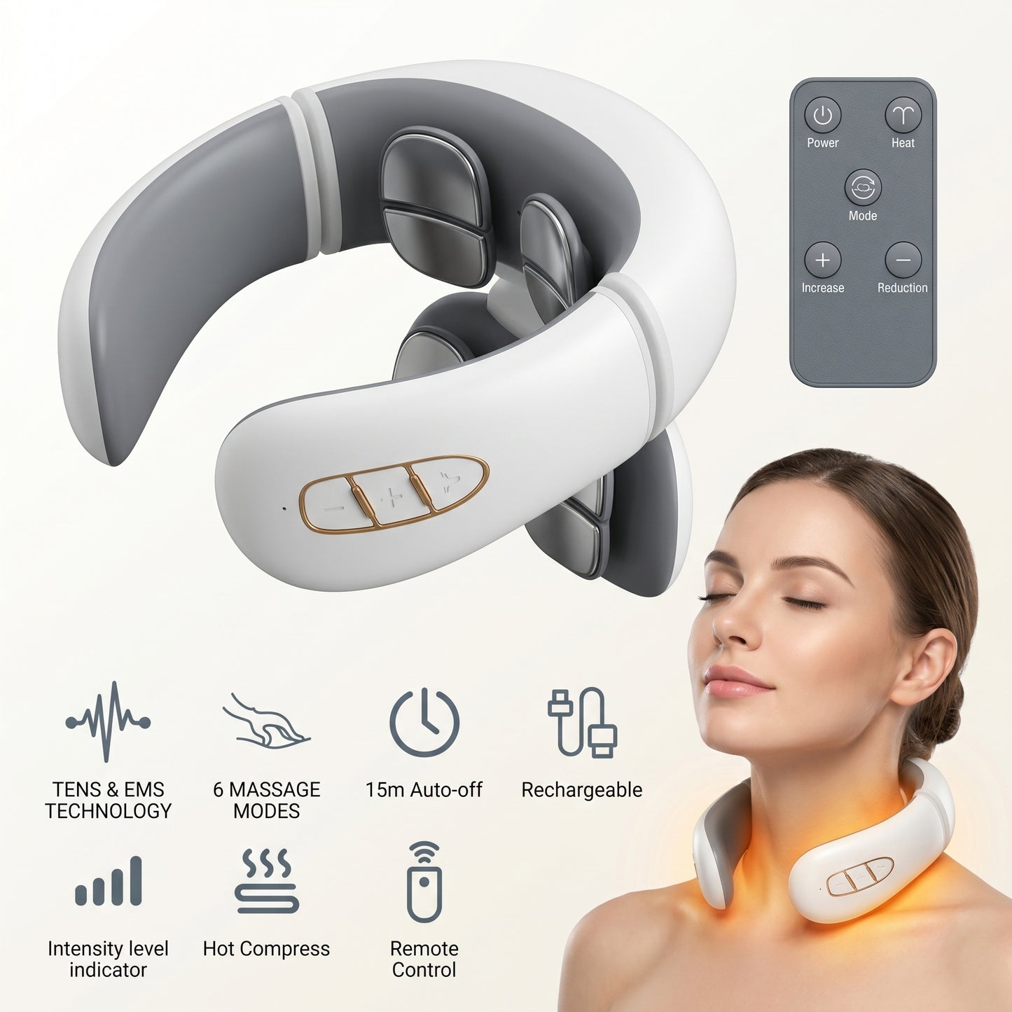 PulseRelief Pro – 8-Head EMS Neck & Shoulder Massager with Heat